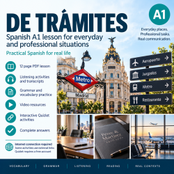 De trámites | Spanish A1 Professional Lesson with Audio and Interactive Practice