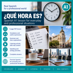 ¿Qué hora es? Spanish A1 lesson with listening practice (PDF)