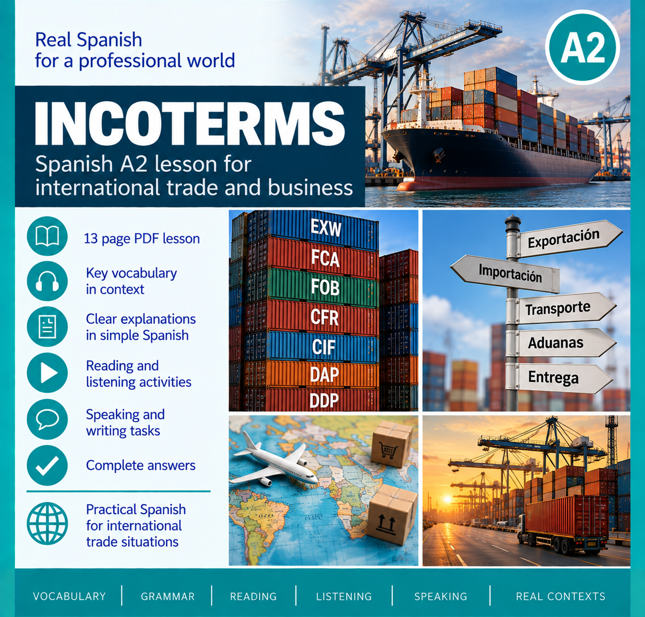 Incoterms. Business Spanish A2 Lesson + Answers (PDF) 1 ChatGPT Image Sep 15 2026 06 36 01 PM