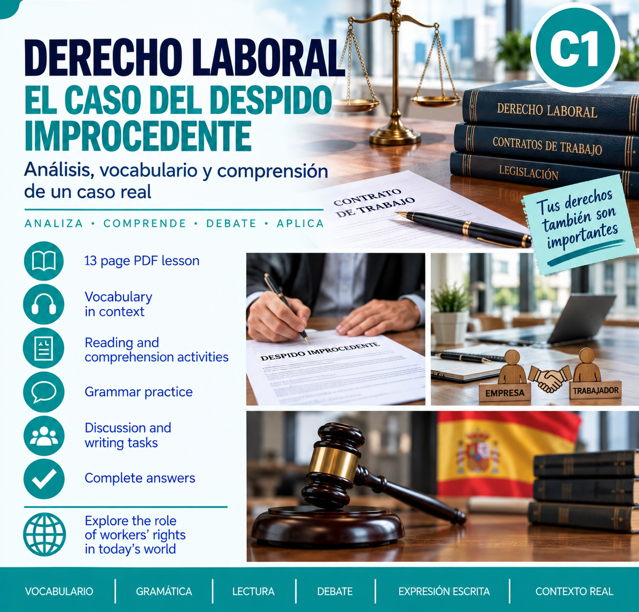 Derecho laboral: el caso del despido improcedente. Español jurídico C1 + respuestas (PDF) 1 ChatGPT Image Sep 16 2026 09 04 51 AM