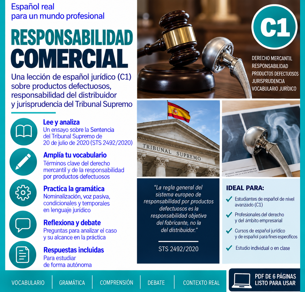 Responsabilidad comercial | Spanish C1 Legal Spanish Lesson on Product Liability 1 ChatGPT Image Sep 17 2026 08 25 36 AM