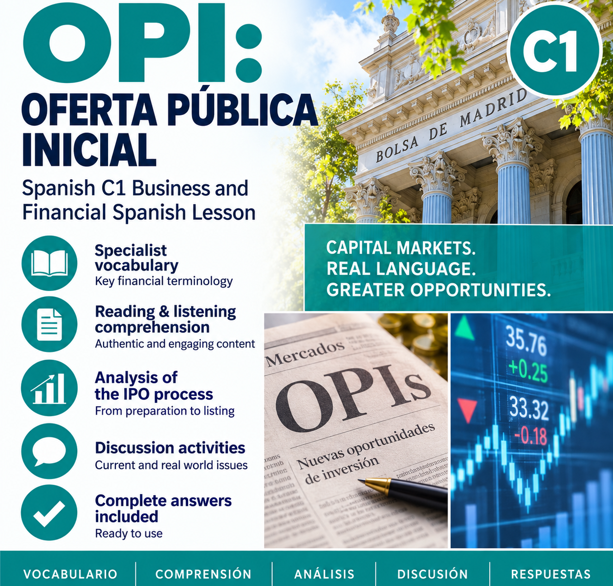 OPI: Oferta Pública Inicial | Spanish C1 Business and Financial Spanish Lesson 1 ChatGPT Image Sep 17 2026 11 40 13 AM