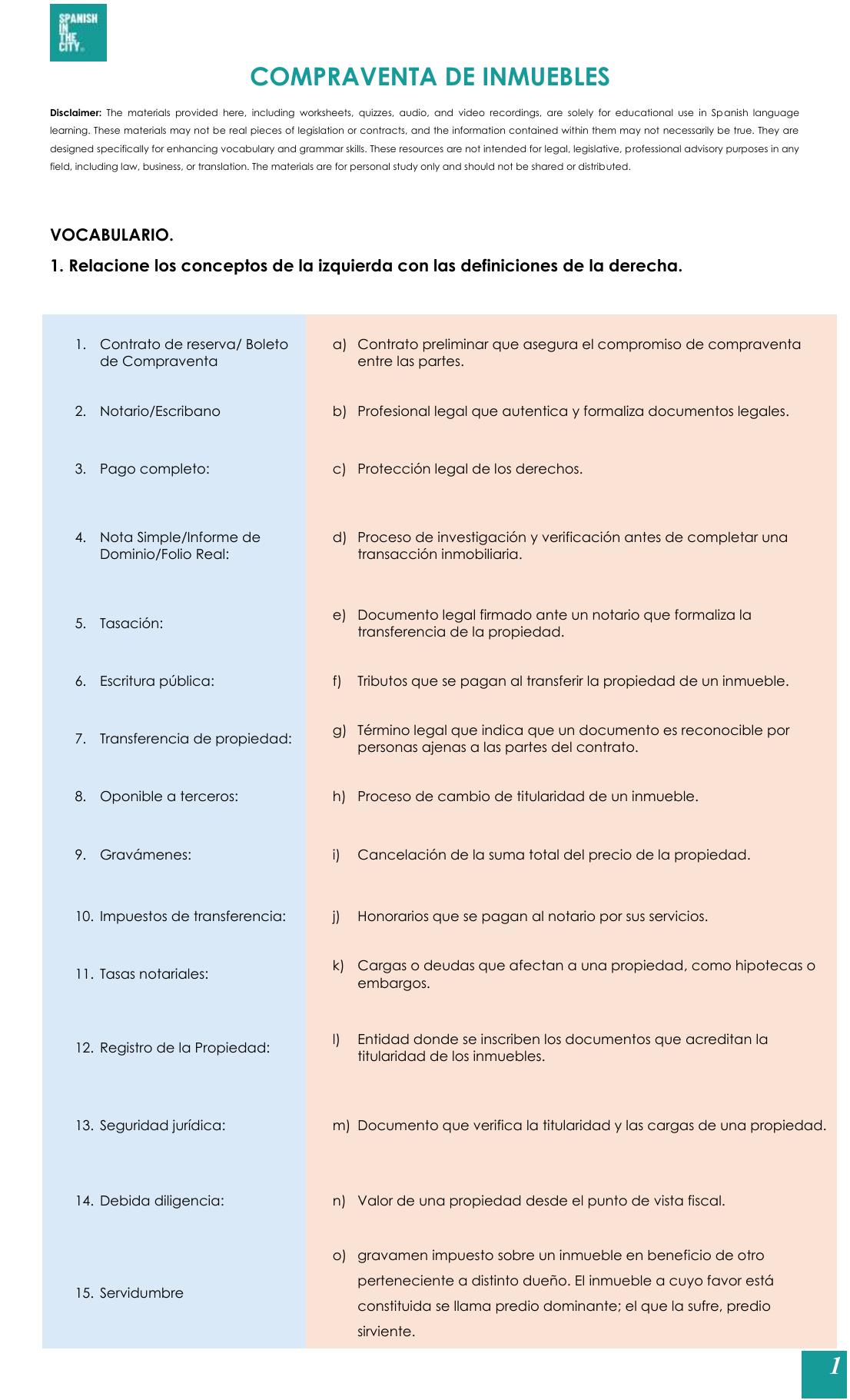 Compraventa de inmuebles | Spanish B2 Lesson with Listening and Legal Vocabulary 3 Compraventa de inmuebles | Spanish B2 Lesson with Listening and Legal Vocabulary - Image 2