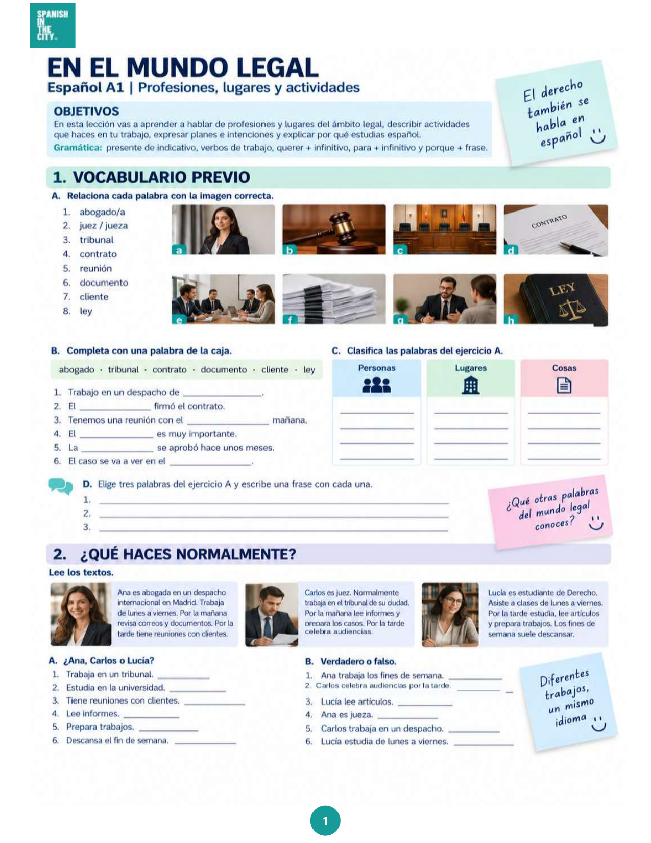 En el mundo legal | Spanish A1 lesson | Professions, places and activities 3 En el mundo legal | Spanish A1 lesson | Professions, places and activities - Image 2