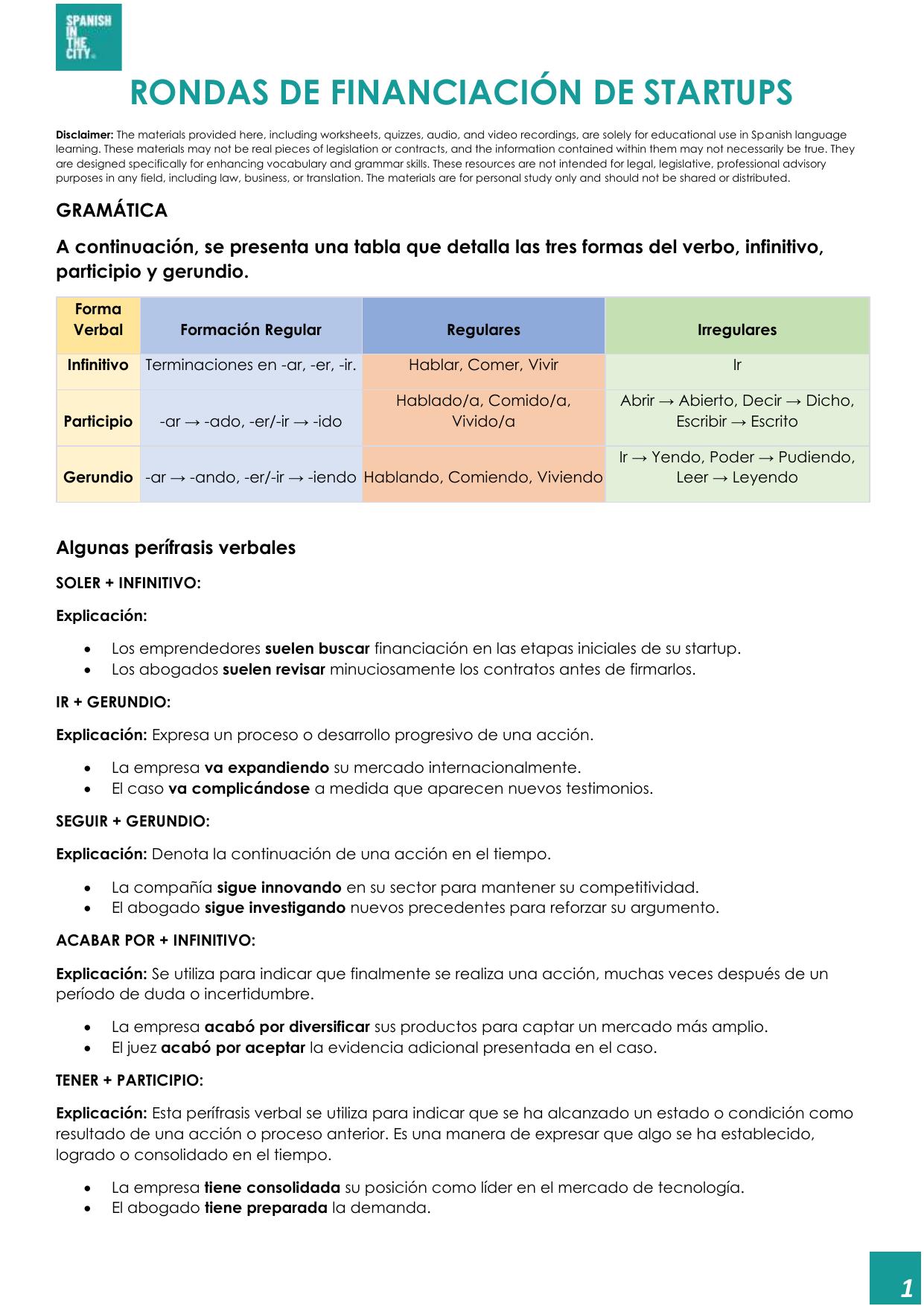 Rondas de financiación de startups | Spanish B2 Lesson on Verbal Periphrases 3 Rondas de financiación de startups | Spanish B2 Lesson on Verbal Periphrases - Image 2