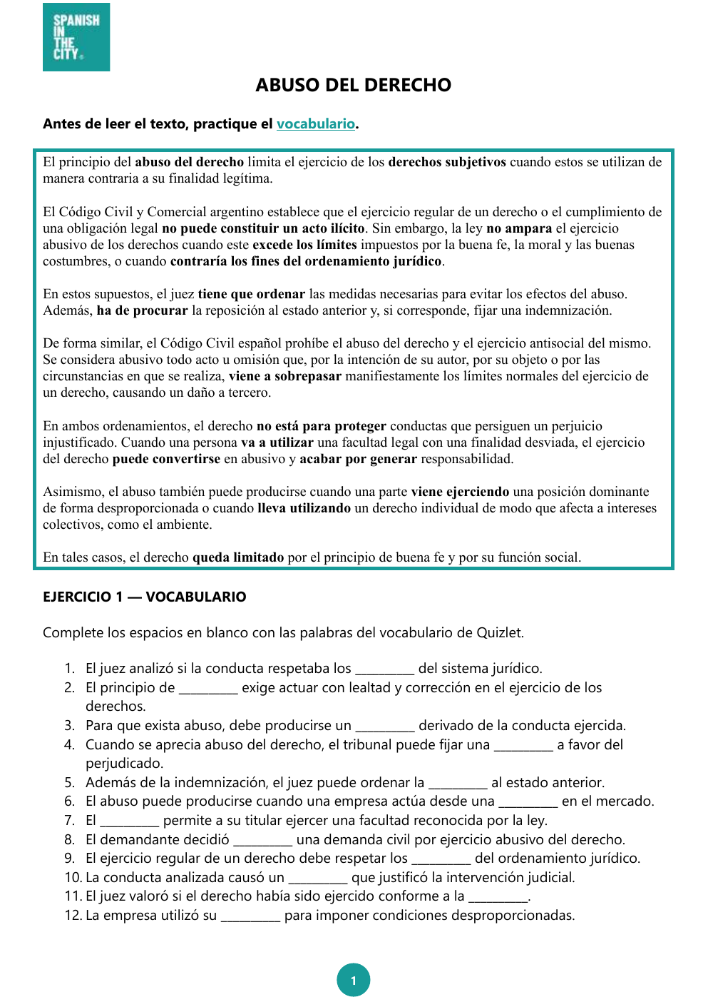 Abuso del derecho | Spanish C1 Legal Spanish Lesson with Quizlet 3 Abuso del derecho | Spanish C1 Legal Spanish Lesson with Quizlet - Image 2