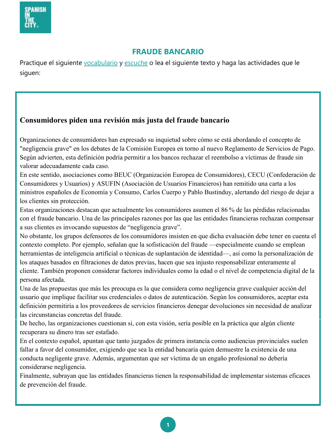 Fraude bancario. Español jurídico y financiero C1 4 Fraude bancario. Español jurídico y financiero C1 - Image 3