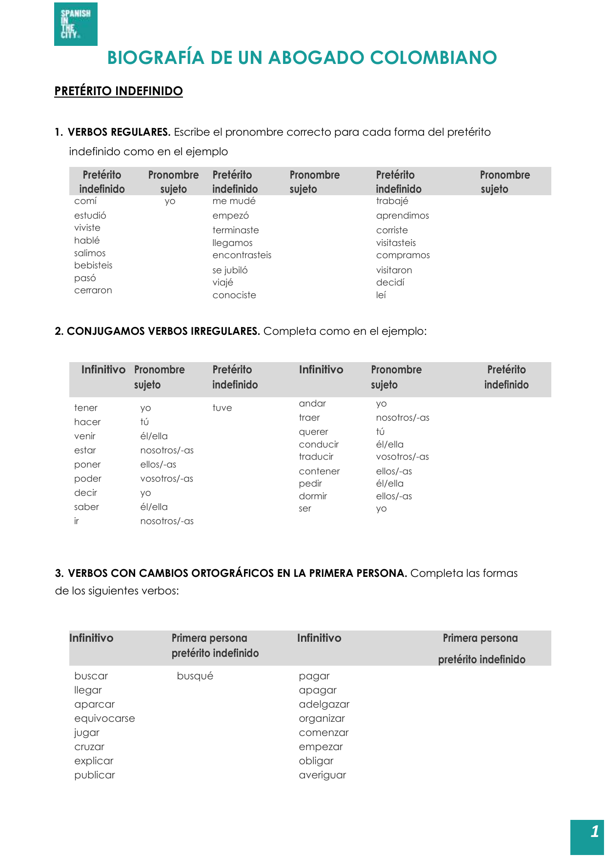 Biografía de un abogado colombiano | Spanish A2 Pretérito Indefinido Practice 3 Biografía de un abogado colombiano | Spanish A2 Pretérito Indefinido Practice - Image 2