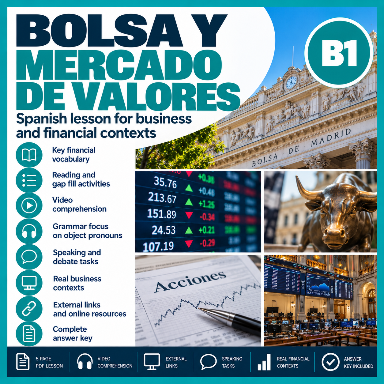 Bolsa y mercado de valores | Spanish B1 Business Lesson with Video and Interactive Links 2 Bolsa y mercado de valores | Spanish B1 Business Lesson with Video and Interactive Links