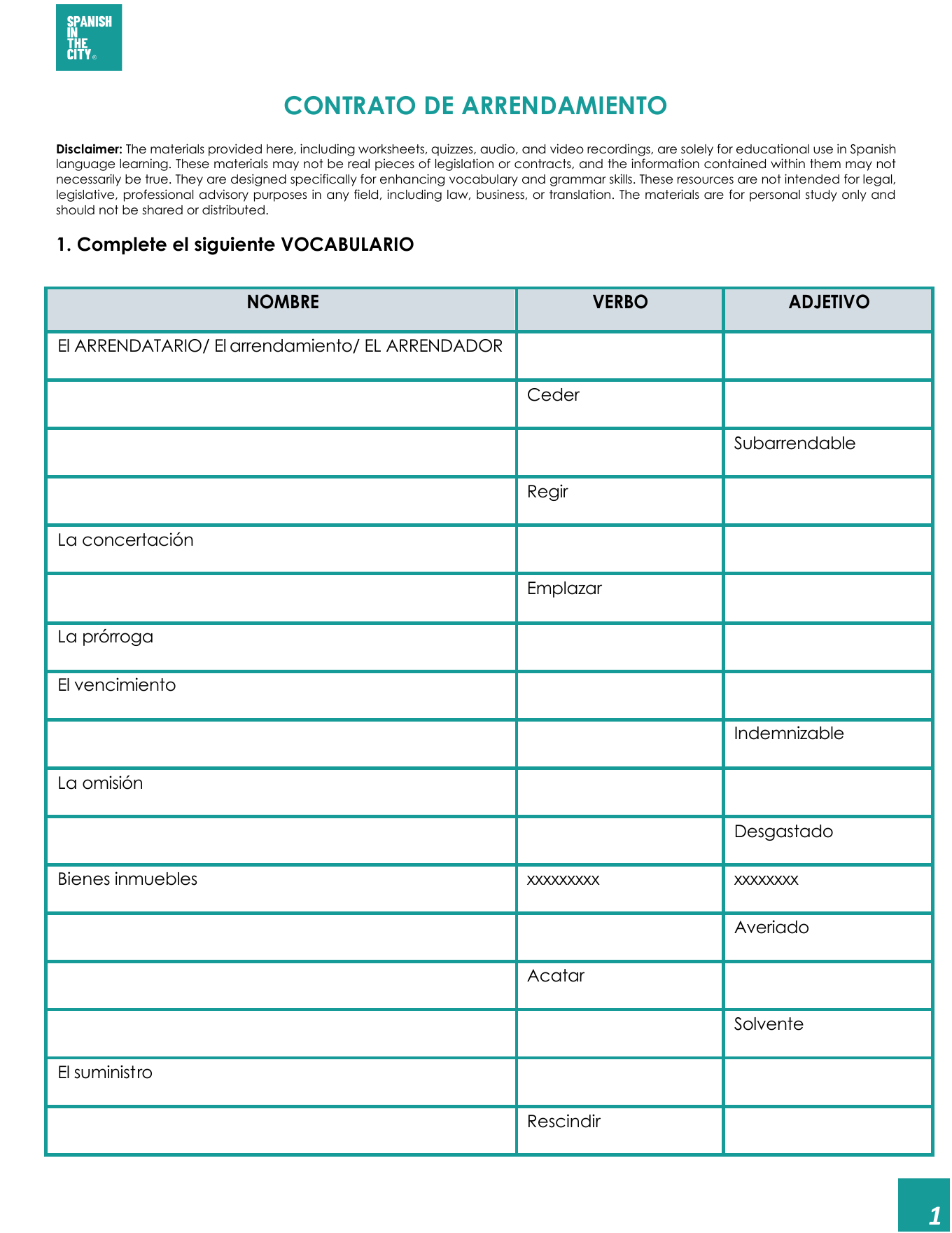 Contrato de arrendamiento urbano y rural | Legal Spanish B2 Lesson 3 Contrato de arrendamiento urbano y rural | Legal Spanish B2 Lesson - Image 2