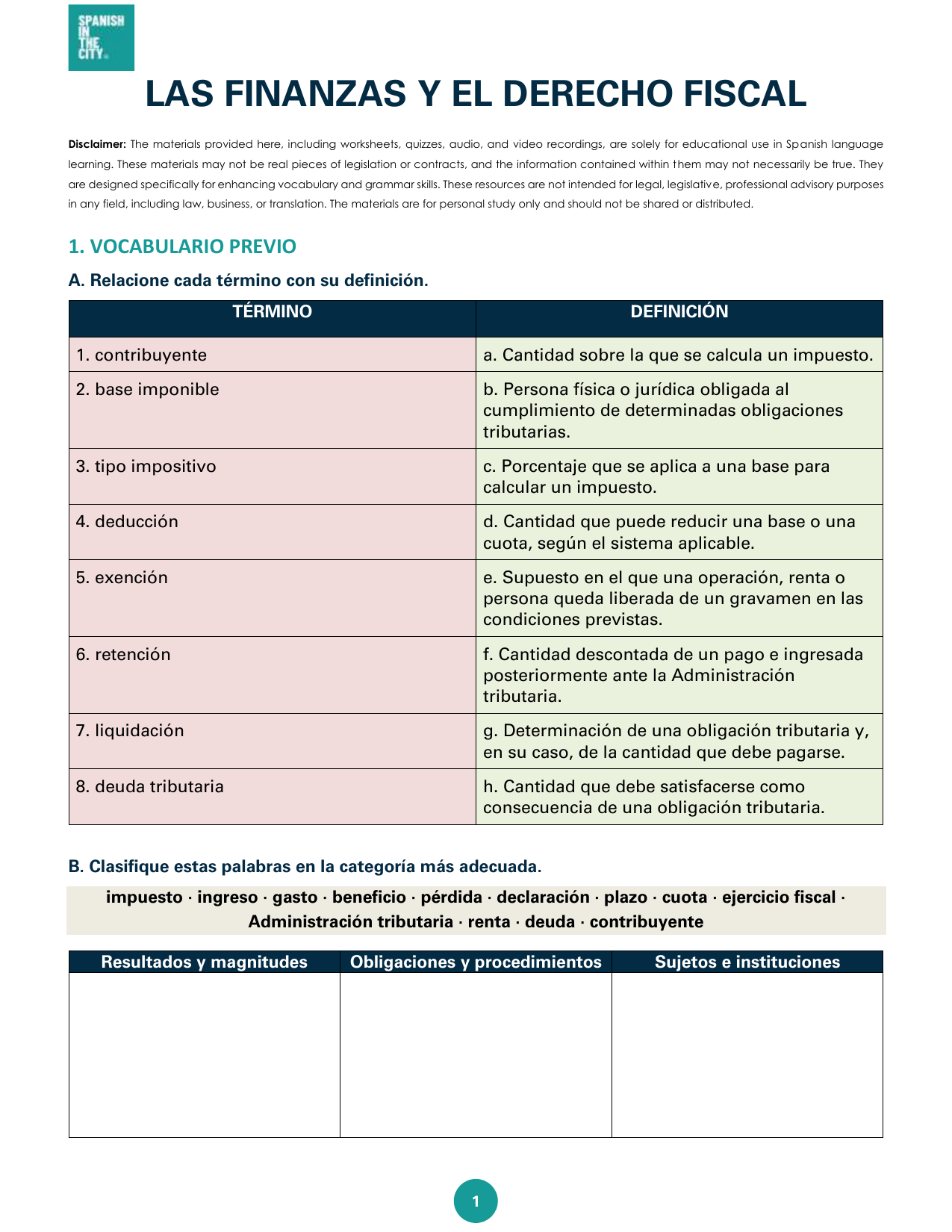 Las finanzas y el derecho fiscal | Spanish B1 Lesson 3 Las finanzas y el derecho fiscal | Spanish B1 Lesson - Image 2