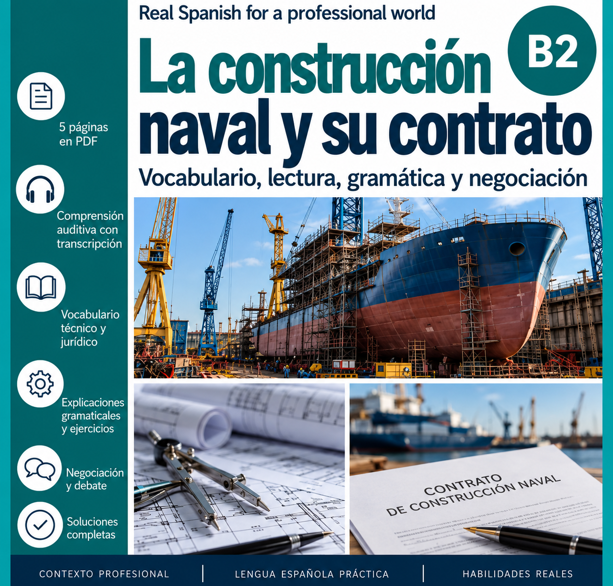 La construcción naval y su contrato | Legal Spanish B2 Lesson with Listening Practice 1 La construccion naval contrato y vocabulario