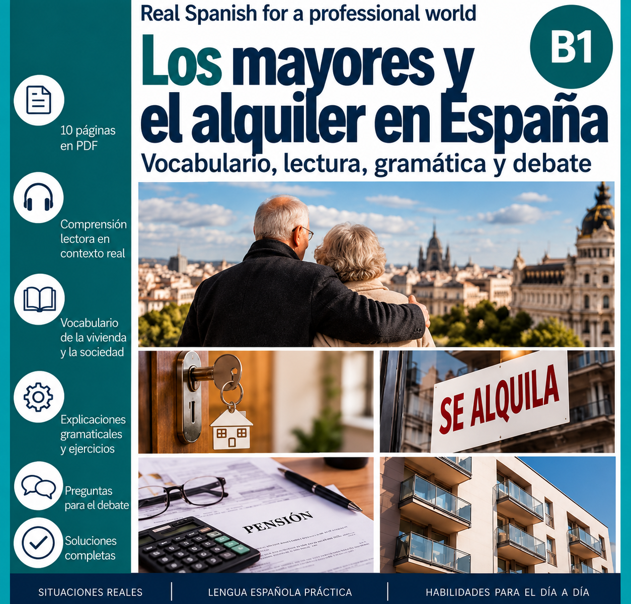 Los mayores y el alquiler en España | Spanish B1 Lesson with Vocabulary, Reading and Graph Analysis 1 Real Spanish Vivienda y sociedad