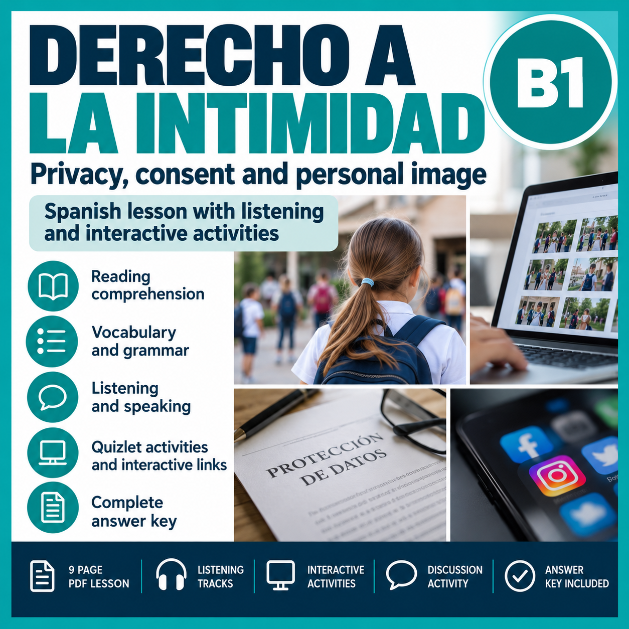 Derecho a la intimidad | Spanish B1 Lesson with Listening and Interactive Activities 2 Derecho a la intimidad | Spanish B1 Lesson with Listening and Interactive Activities