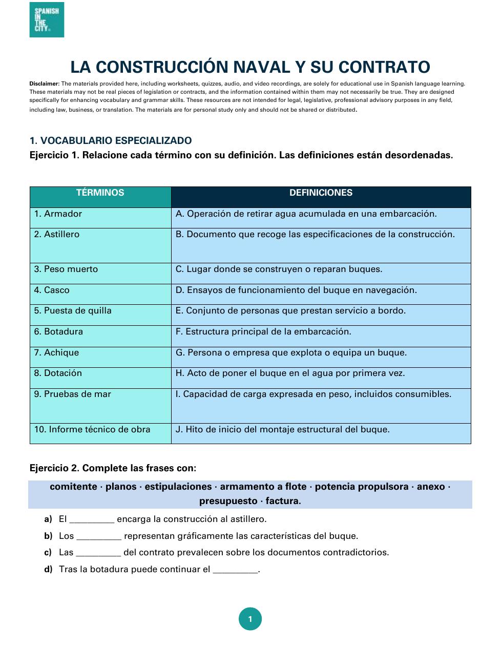 La construcción naval y su contrato | Legal Spanish B2 Lesson with Listening Practice 3 La construcción naval y su contrato | Legal Spanish B2 Lesson with Listening Practice - Image 2