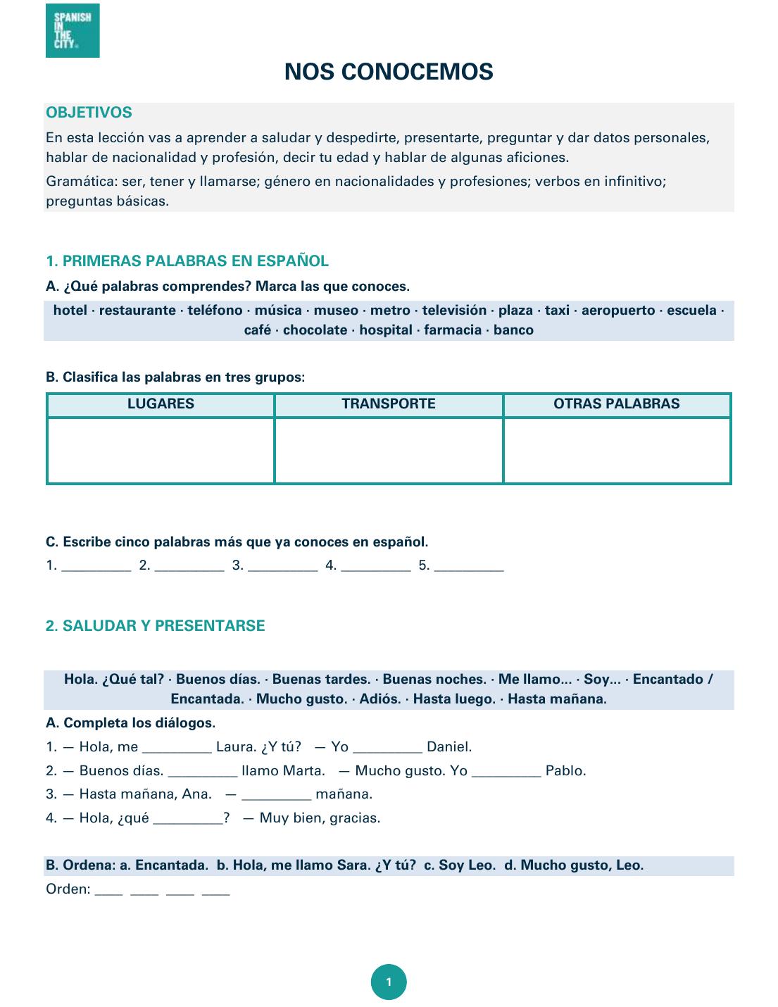Nos conocemos | Spanish A1 Beginner Lesson with Listening Practice 3 Nos conocemos | Spanish A1 Beginner Lesson with Listening Practice - Image 2
